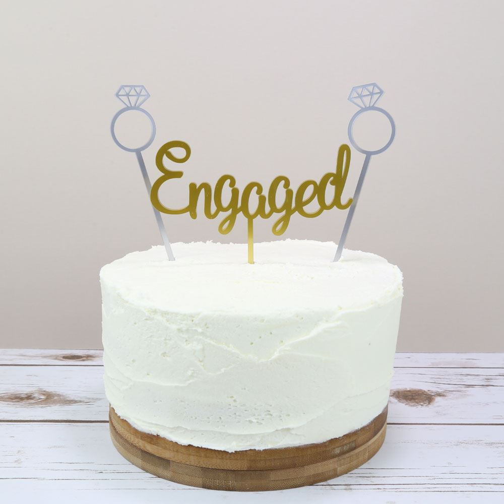 wedding simple rings Prezzely Engagement  Cake  Topper